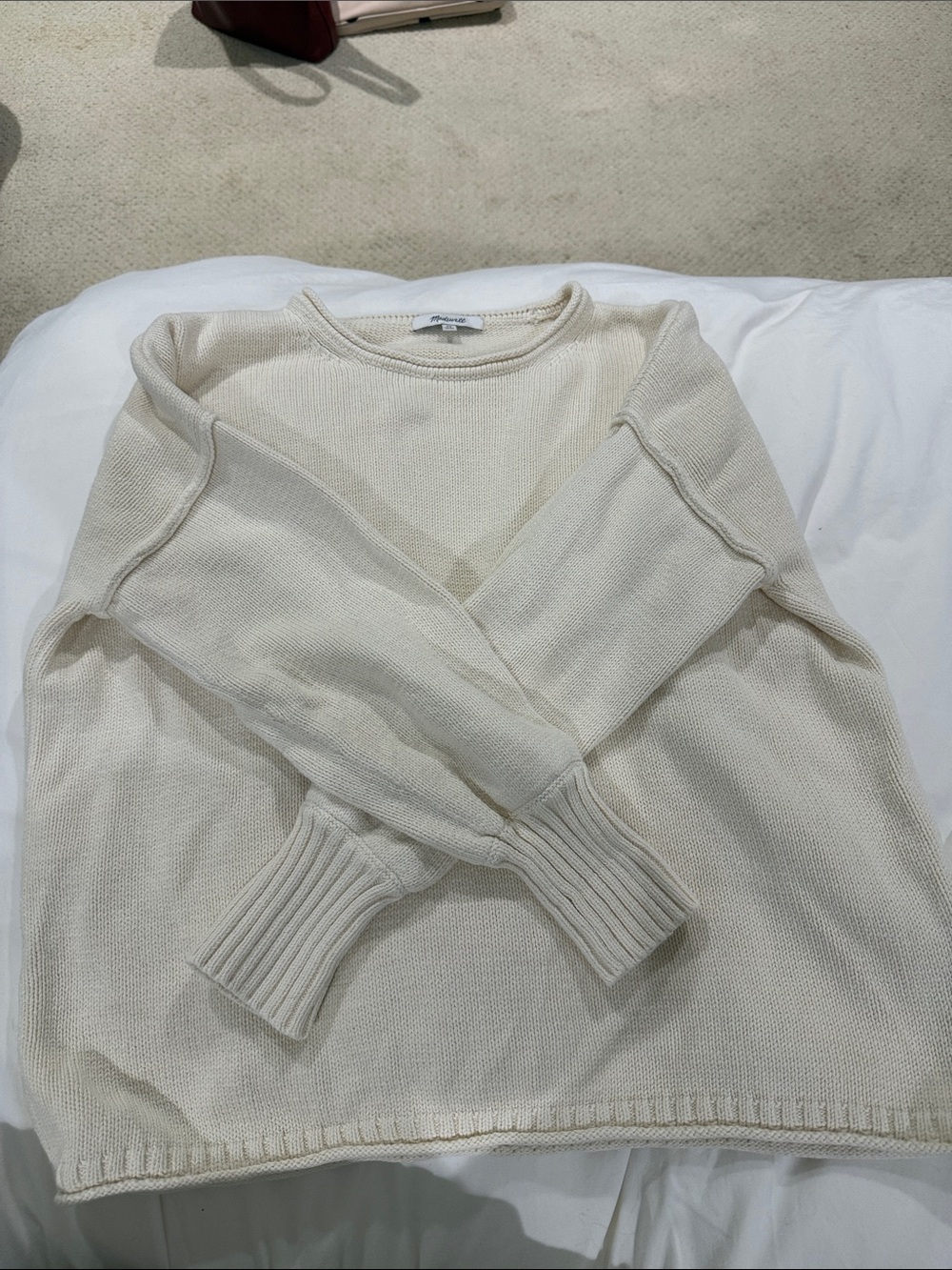 Madewell Cream Crewneck Knit Sweater